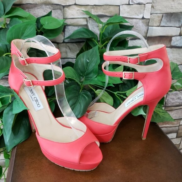 JIMMY CHOO 39/8.5 Coral Ankle strap Stiletto heel - Picture 1 of 8